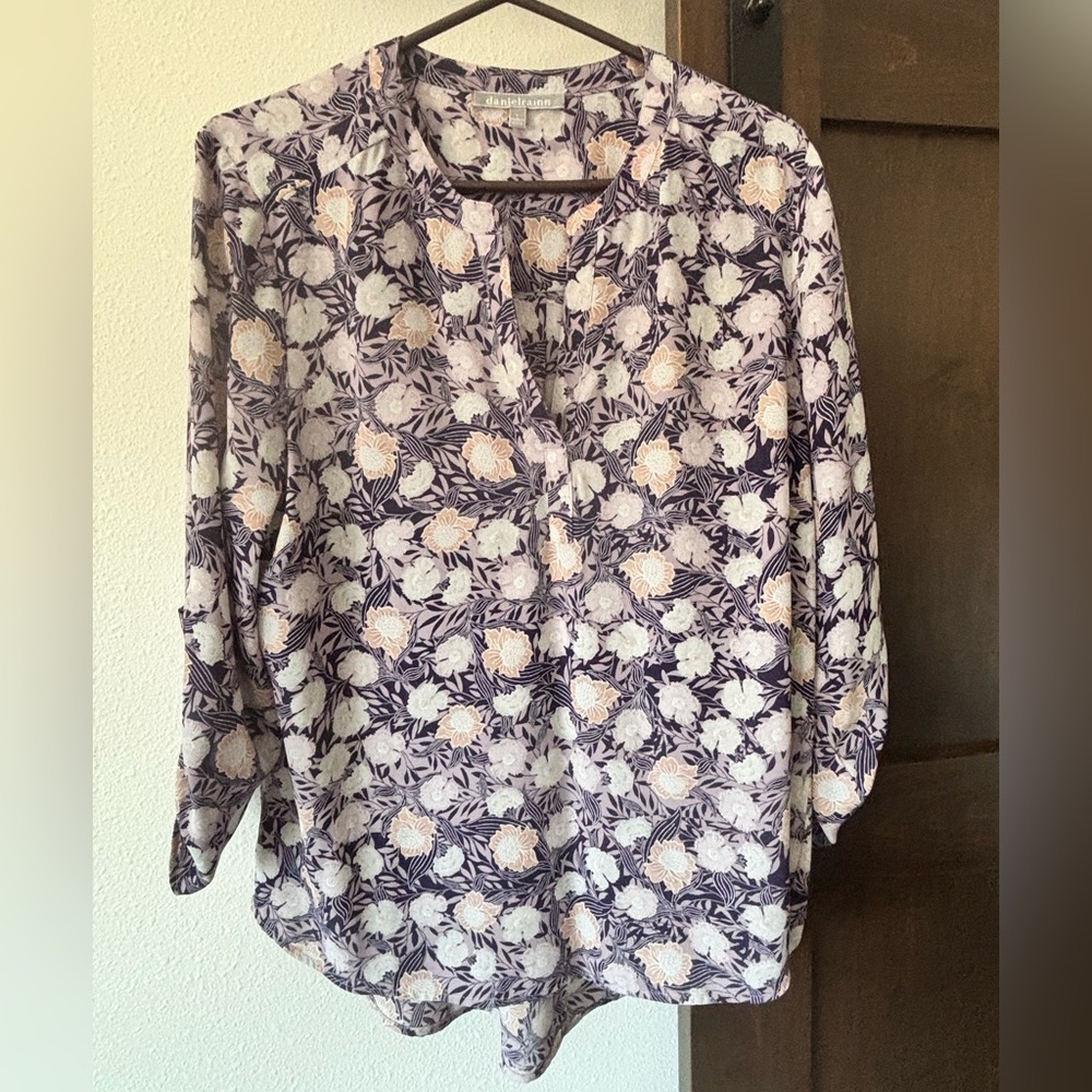 Daniel Rainn Purple Floral Pullover Tunic